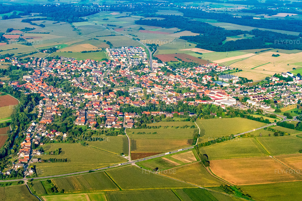 Luftbild: Ortsansicht von Südwesten im Ortsteil Freistett in Rheinau im Bundesland Baden-Württemberg in Deutschland. Foto: P1010005.jpg vom 15.09.2014 durch Werner Riehm/FLY-FOTO.deAuflösung des Originals: 5472 x 3648 px