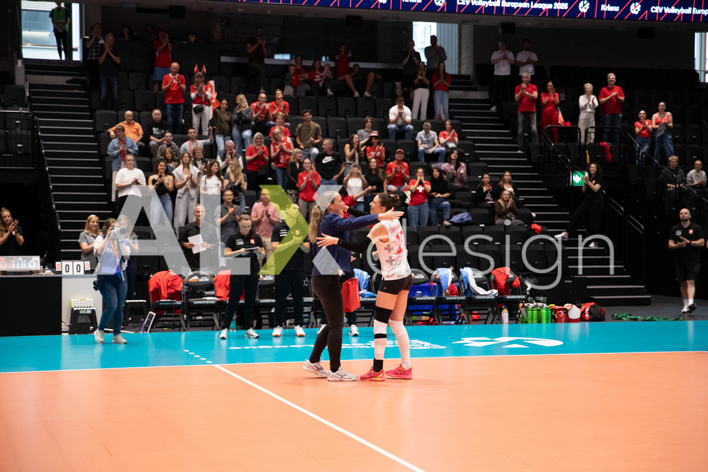 Georgia v Switzerland - CEV European League Women | KRIENS, SWITZERLAND - JUNE 12: JULIE LENGWEILER of Switzerland after the CEV European League match between Georgia and Switzerland at Pilatus Arena on June 12, 2026 in Kriens, Switzerland. - Realisiert mit Pictrs.com