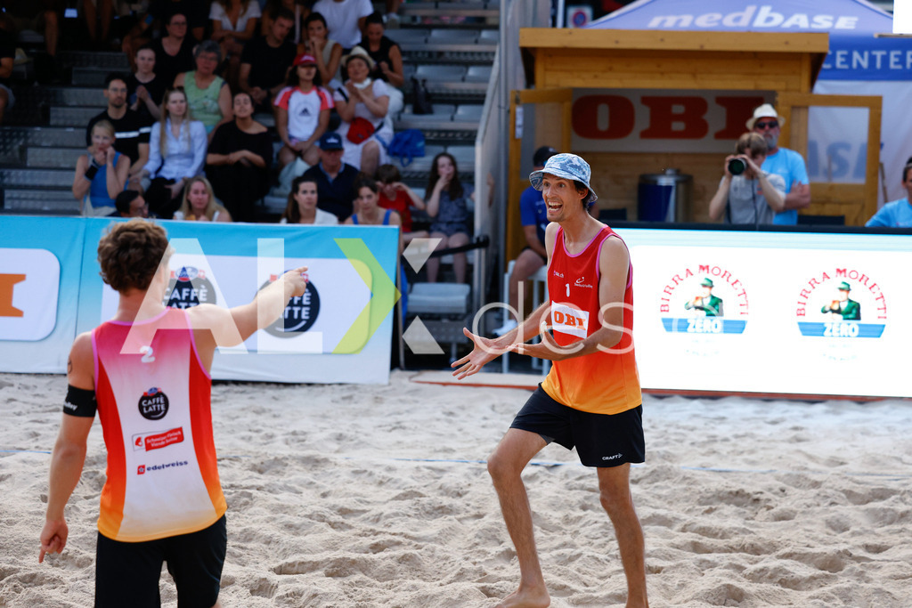 Obi BeachTour 2026 - Basel | BASEL, SWITZERLAND - JULY 17: SIMON HAGENBUCH (SUI) during the Obi BeachTour 2026 match between HAGENBUCH / HAUSSENER (SUI) and BORTOLUZZI / JAUFFRET (SUI) at Barfüsserplatz on July 17, 2026 in Basel, Switzerland. - Realisiert mit Pictrs.com