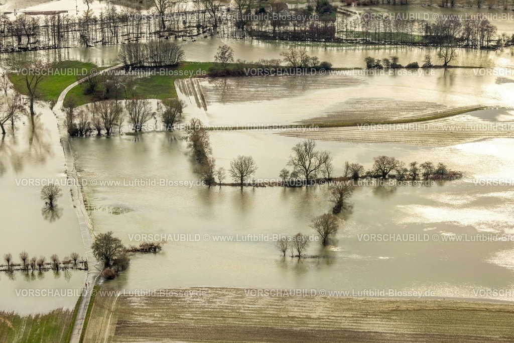 Hattingen231202180Ruhr-topaz | Luftbild, Ruhrhochwasser, Weihnachtshochwasser 2023, Fluss Ruhr tritt nach starken Regenfällen über die Ufer, Überschwemmungsgebiet am Leinpfad und Bäume im Wasser, Stiepel, Bochum, Ruhrgebiet, Nordrhein-Westfalen, Deutschland