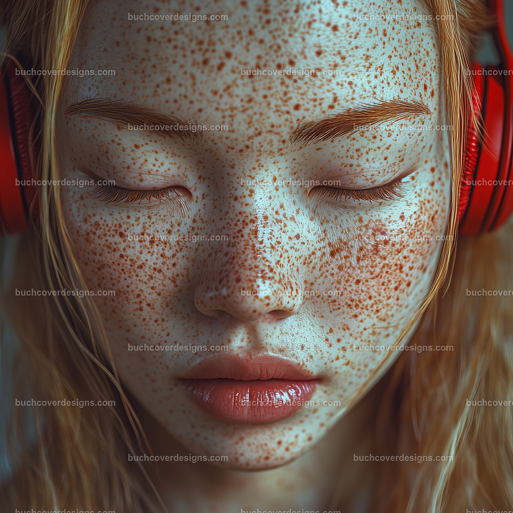 Gesicht einer Frau mit Kopfhörer (21) | girl face with skin freckles ,yellow hair spread over the surface of the image, with a red headphone - studio light - vivid colors - high detail - realistic - photo --chaos 55 --stylize 300 --weird 1700 --v 6.1 Job ID: bdefcafc-5ced-4d8f-991d-b73090341ae2