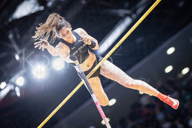 World Athletics Indoor Championships Kujawy Pomorze 26, 22.03.2026 | TORUN, POLAND - MARCH 22:  Molly CAUDERY (GBR) competing in the women’s pole vault during the World Athletics Indoor Championships Kujawy Pomorze 26 on day 3 / session 2 at Kujawsko-Pomorska Arena Torun on March 22, 2026 in Torun, Poland. 