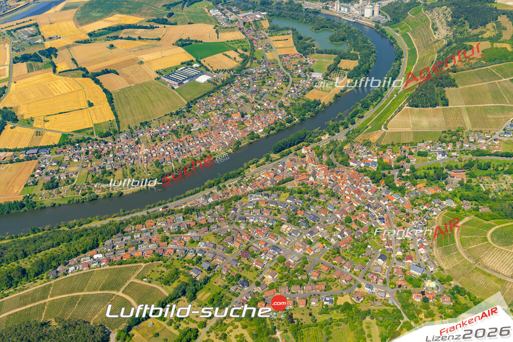 Das Luftbild zeigt : Homburg am Main Triefenstein - Die Luftaufnahme wurde 2023 vom UL-Flugzeug aus erstellt ( keine Drohne ) - Hochauflösende Luftaufnahme - Für grossformatige Ausdrucke geeignet. Die Geschenkidee !Mit Lizenz und Bildrechte bestellbar