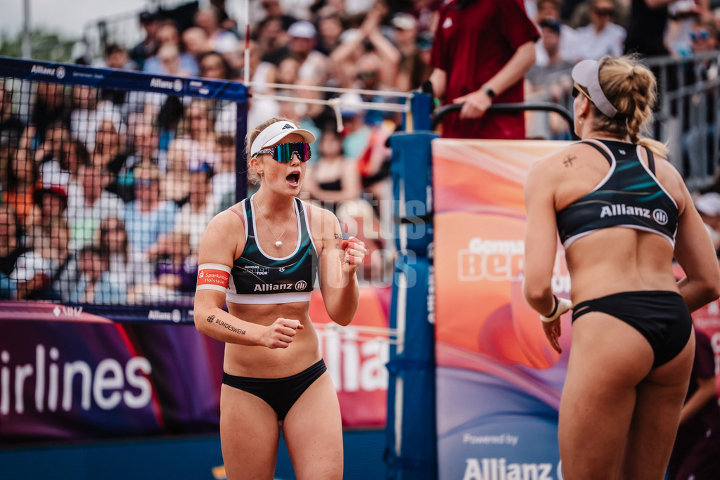 Beachvolleyball | Frauen | Allianz German Beach Tour 2025 | Tourstop Hamburg | 01.06.2025 | v.l. Lea Kunst und Melanie Paul jubeln