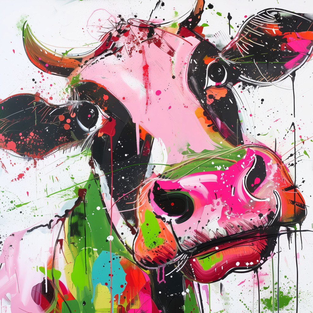 2405019 - Bunte Kuh | Eine bunte Kuh im Stil eines modernen Pop-Art Gemäldes.
