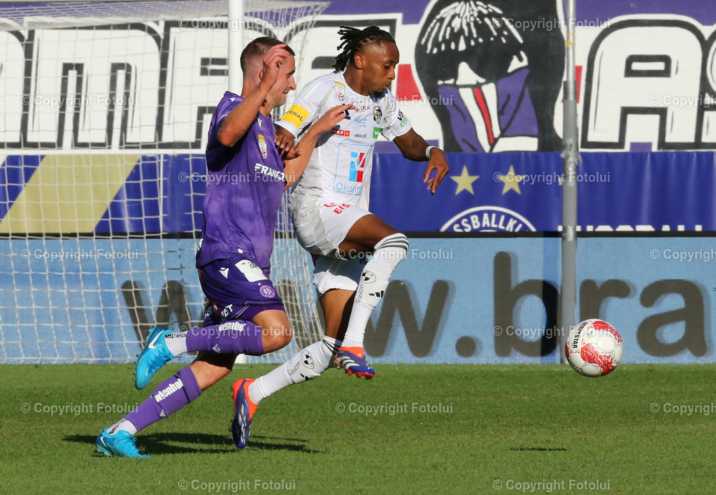 A_LUI_11082024_08 | SPORT,FUSSBALL,ADMIRAL BUNDESLIGA AUSTRIA WIEN-RZ PELLETS WAC  11.08.2024 IM BILD: REINHOLD RANFTL  (AUSTRIA WIEN) UND THIERNO BALLO(WAC) ) FOTO:FOTOLUI/MW