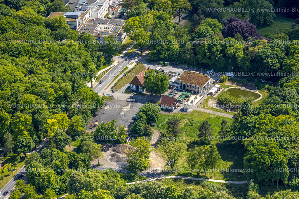 Hamm250500287 | Luftbild, Altes Fährhaus Gastronomie, Fachwerkhaus und Außengastronomie mit Sonnenschirmen, Uentrop, Hamm, Ruhrgebiet, Nordrhein-Westfalen, Deutschland
