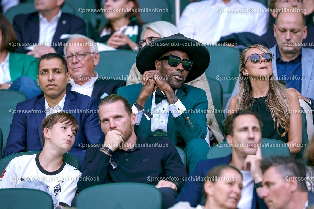 BMG02082501166 | 02.08.2025, Fußball, Borussia Mönchengladbach - FC Valencia, 125 Jahrfeier Jubiläumsspiel, Borussia-Park, Saison 2025 2026: Gladbachs Ex Spieler Mohamadou Idrissou DFB regulations prohibit any use of photographs as image sequences and or quasi-video.