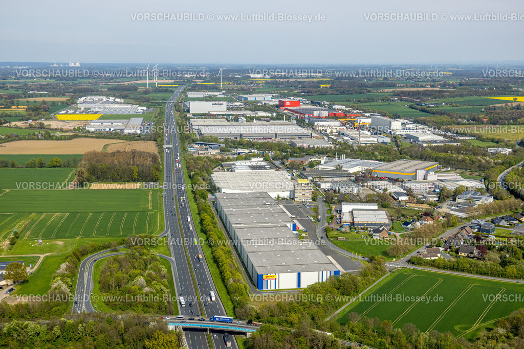 Boenen230404924 | Luftbild, Gewerbegebiet InlogParc, Edisonstraße, an der Autobahn A2, Westerbönen, Bönen, Ruhrgebiet, Nordrhein-Westfalen, Deutschland