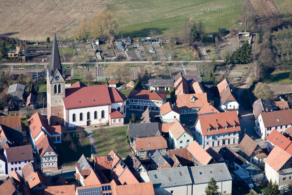 Luftbild: St. Martin in Steinweiler im Bundesland Rheinland-Pfalz in Deutschland. Foto: IMG_17425.jpg vom 21.03.2009 durch Werner Riehm/FLY-FOTO.de