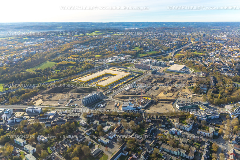 Bochum221100444 | Luftbild, Mark 51/7 Baustelle und Neubau Wissenschafts- und Technologiequartier, ehem. Opel Gelände, DHL Paketzentrum, Laer Laer, Bochum, Ruhrgebiet, Nordrhein-Westfalen, Deutschland