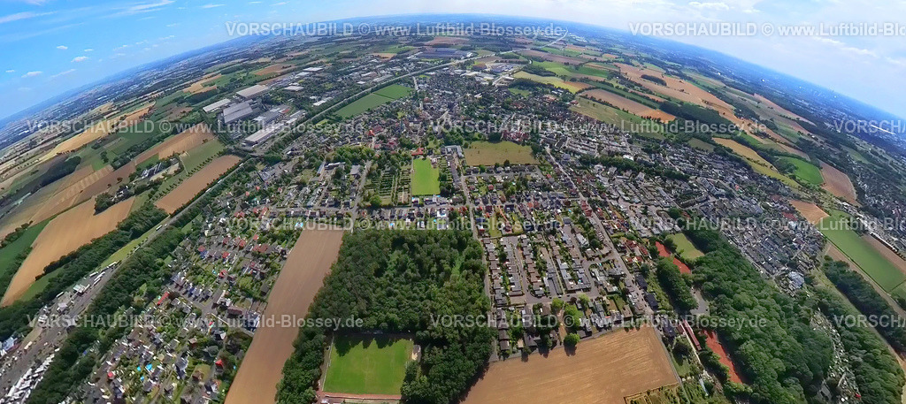 Hamm20220803_4Rhynern | Luftbild, Ansicht Ortsteil Rhynern, Gewerbegebiet Rhynern, Fisheye Aufnahme, Fischaugen Aufnahme, 360 Grad Aufnahme, Rhynern, Hamm, Ruhrgebiet, Nordrhein-Westfalen, Deutschland