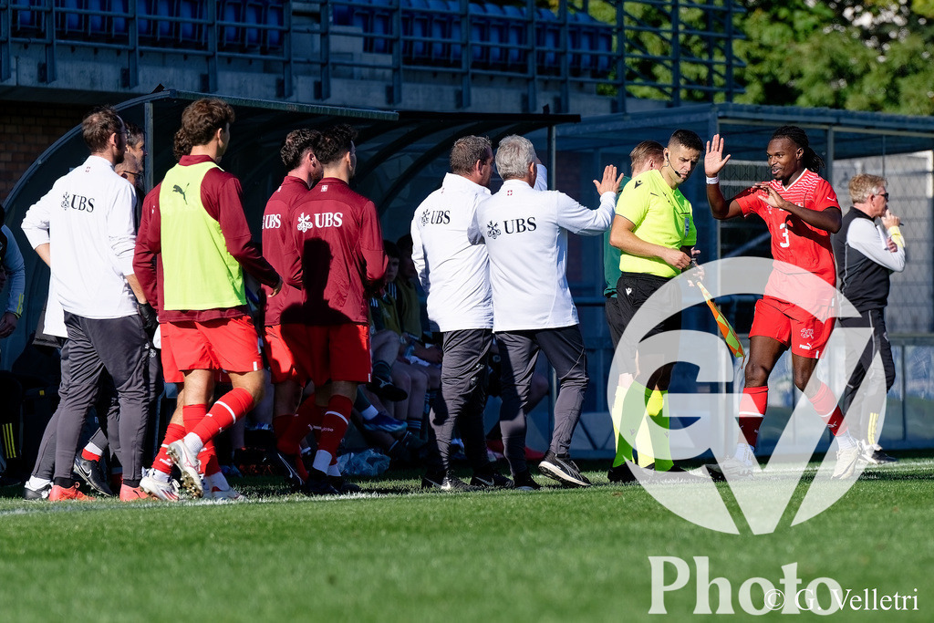 UEFA Region's Cup - NI Western Region v Vaud | Stephane Goncalves Gomes (3 Vaud) celebrates after scoring her team's first goal with teammates during the UEFA Region's Cup game between NI Western Region and Vaud at Centre Sportif de Colovray in Nyon, Switzerland 