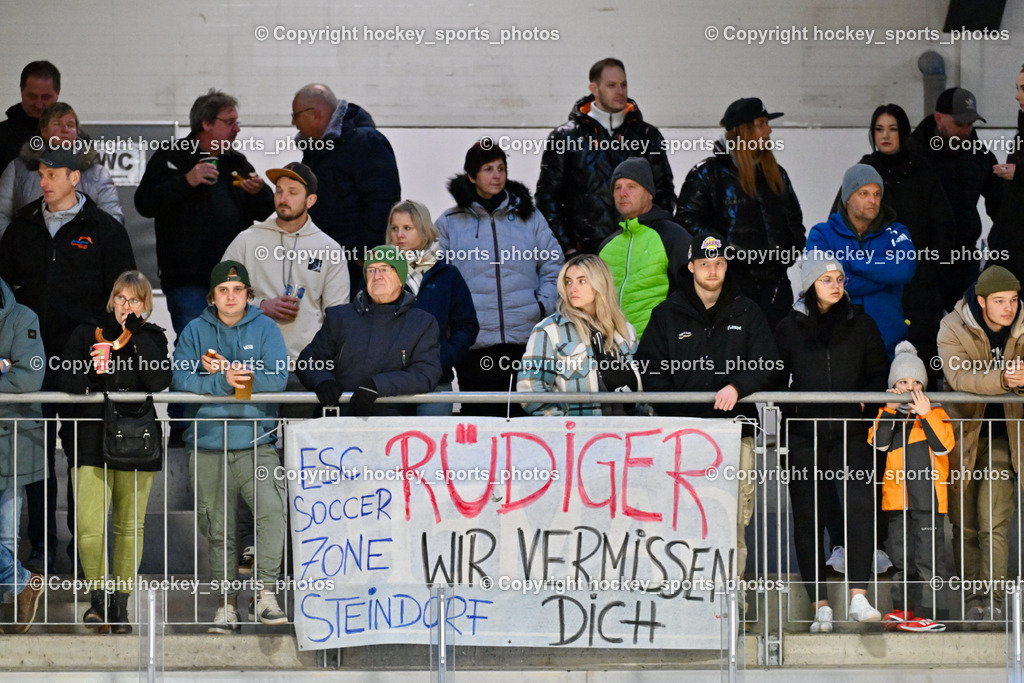ESC Steindorf vs. EHC Althofen | Besucher Ossiachersee Hall, Transparent Rüdiger, ESC Steindorf vs. EHC Althofen, ESC Steindorf vs. EHC Alhofen am 03.03.2024 in Steindorf (Ossiachersee Halle), Austria, (Photo by Bernd Stefan)