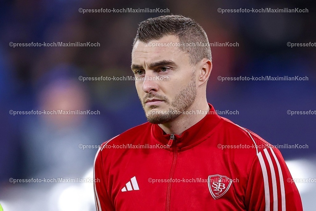 UCL22012502046 | 22.01.2025, Fußball, UEFA Champions League, Schachtar Donezk - Stade Brestois 29, Arena AufSchalke Gelsenkirchen, 7. Spieltag Saison 2024 2025: Brendan Chardonnet (Stade Brest #5)