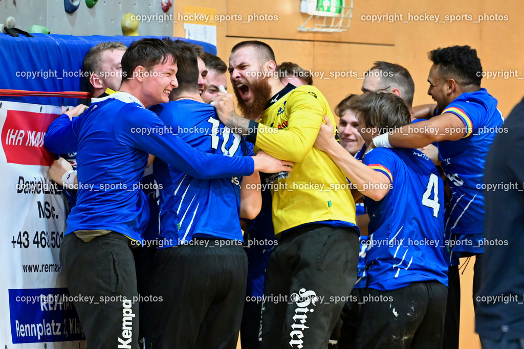 SC Ferlach vs. Schwaz Tirol Handball | Jubel SC Ferlach Mannschaft, #10 Perkusic Toni SC Ferlach, #96 KONECNY Micha Martin SC Ferlach, SC Ferlach vs. Schwaz Tirol Handball, SC Ferlach vs. Schwaz Tirol Handball am 12.10.2024 in Ferlach (Ballspielhalle Ferlach), Austria, (Photo by Bernd Stefan)