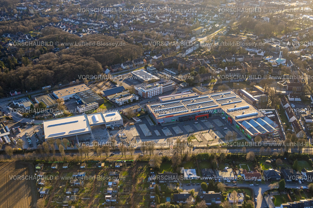 Gladbeck240108221 | Luftbild, Gewerbegebiet Krusenkamp, Neubau Hagebaumarkt mit Solardach, Zweckel, Gladbeck, Ruhrgebiet, Nordrhein-Westfalen, Deutschland