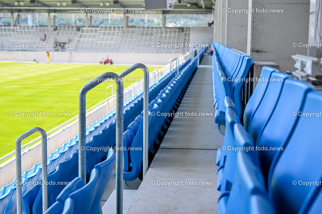 Hofmann Personal Stadion Linz_ 28.06.2023-29 | 28.06.2023, Hofmann Personal Stadion Linz, AUT, im Bild Triebuene, Sitzreihen, Sitzplaetze