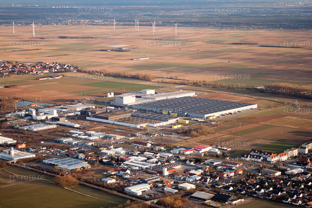 Luftbild: PROWELL im Interpark in Offenbach an der Queich im Bundesland Rheinland-Pfalz in Deutschland. Foto: IMG_24902.jpg vom 05.03.2010 durch Werner Riehm/FLY-FOTO.de