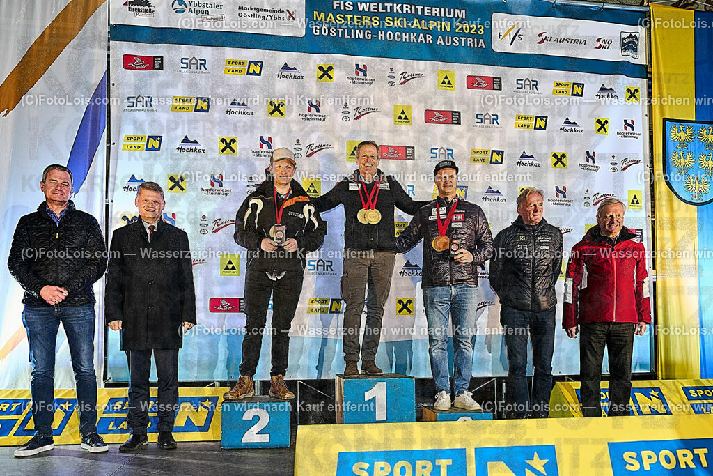 ALP4301_WCM_Siegerehrung | (C)FotoLois.com, Alois Spandl, World Criterium Masters Ski Alpin 2023 Hochkar, Slalom C, GS-B, SuperGiant A, Di 21. März 2023.