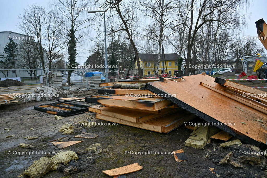 Baustelle Containerdorf Asylanten_ Lunzerstrasse Linz Kleinmünchen_ Brandanschlag_ 05.03.2023-10 | 05.03.2023, Linz, AUT, Lunzerstrasse Kleinmuenchen, im Bild Baustelle Containerdorf Asylanten, Lunzerstrasse Linz Kleinmuenchen, Brandanschlag