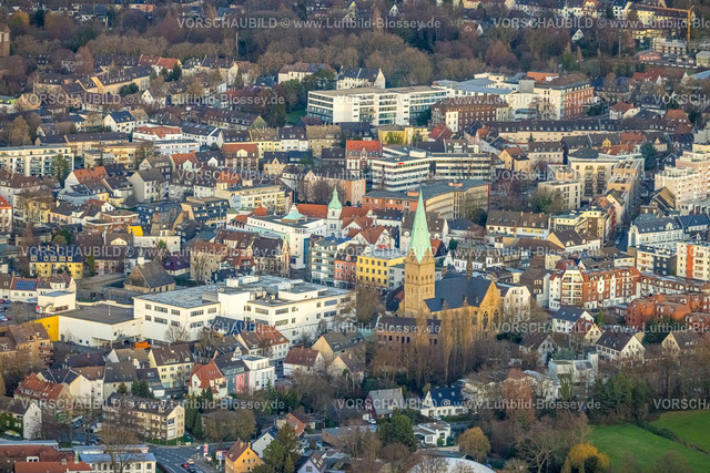 Bochum230101914Wattenscheid | Luftbild, Innenstadtansicht mit Propsteikirche St. Gertrud von Brabant, Rathaus, Wattenscheid, Bochum, Ruhrgebiet, Nordrhein-Westfalen, Deutschland