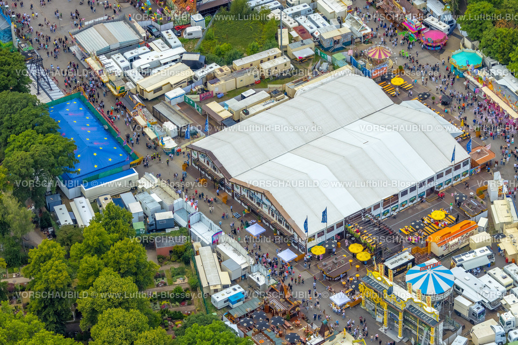 Herne220804026CrangerKirmes |  Luftbild, Cranger Kirmes in Herne-Crange, gut 50 Fahrgeschäfte laden auf das größte Volksfest in NRW ein, Unser Fritz, Herne, Ruhrgebiet, Nordrhein-Westfalen, Deutschland