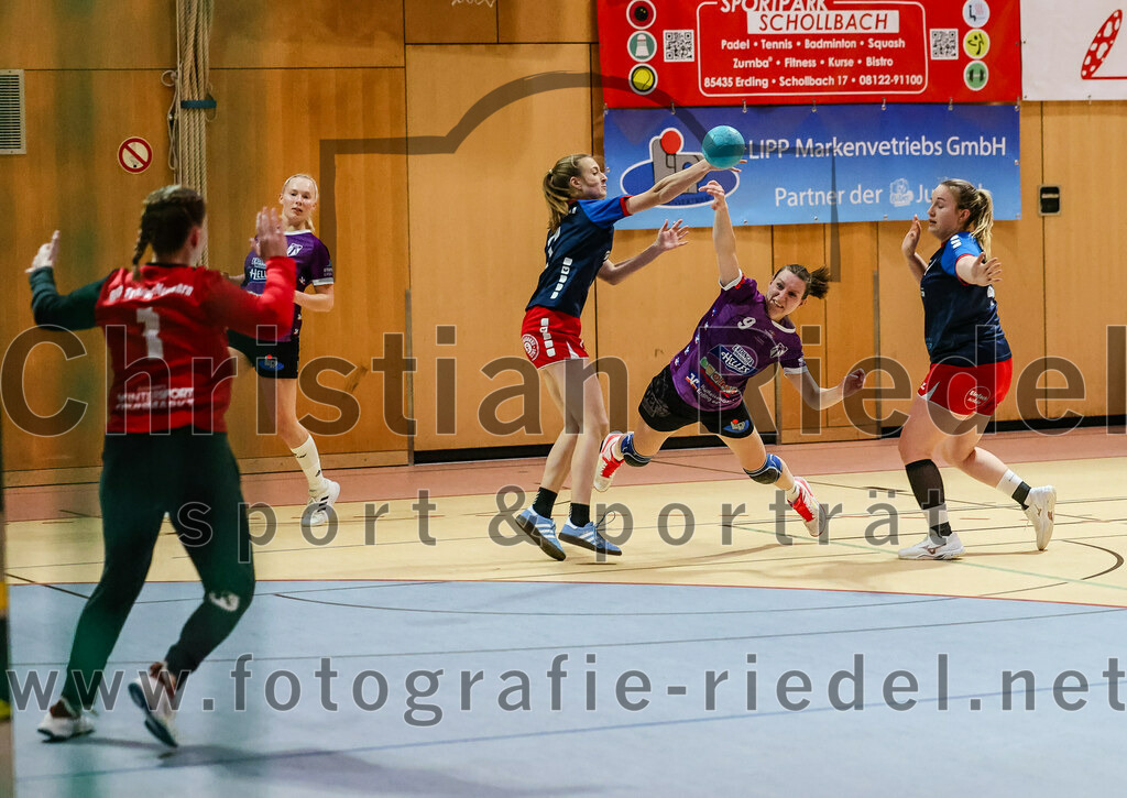 2023-12-09_090_SpVgg_Altenerding_gegen_HSG_Freising-Neufahrn | Erding, Deutschland, 09.12.2023:
Handball, Bezirksoberliga Frauen Altbayern 2023 / 2024, 9. Spieltag, SpVgg Altenerding gegen HSG Freising-Neufahrn, Endergebnis: 29:28

Nadine Krings (HSG Freising-Neufahrn, #1), Julia Kranich (SpVgg Altenerding, #9), Theresa Obermeier (HSG Freising-Neufahrn, #4)

Foto: Christian Riedel / fotografie-riedel.net