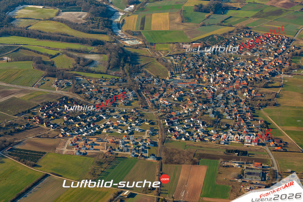 Die Luftbildaufnahme Winter - Frensdorf wurde 2019 mittels Flugzeug (keine Drohne) erstellt. Perfekte Schärfe und Druck- Ergebnisse- Garantiert!