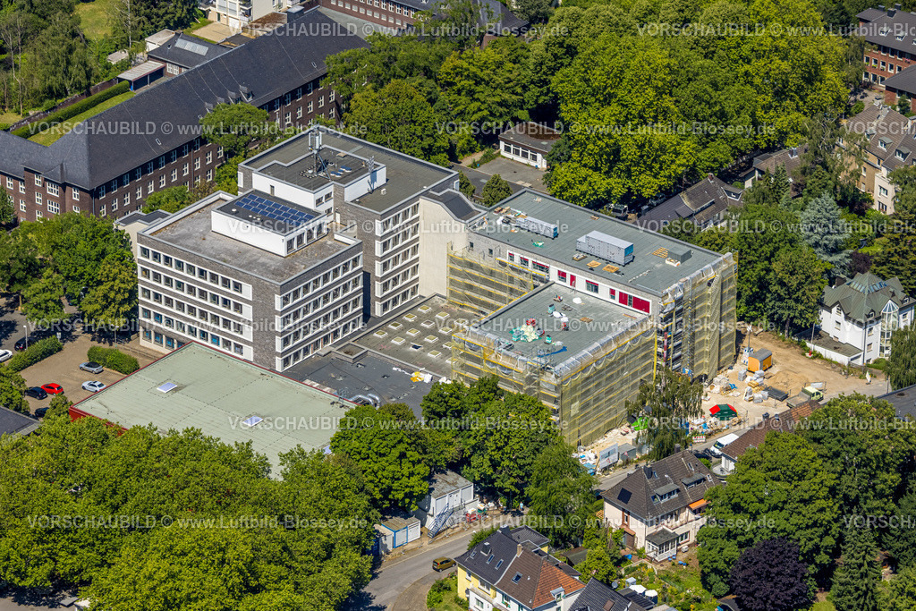 Muelheim230703795 | Luftbild, Otto-Pankok-Gymnasium mit Baustelle, Altstadt I - Südost, Mülheim an der Ruhr, Ruhrgebiet, Nordrhein-Westfalen, Deutschland