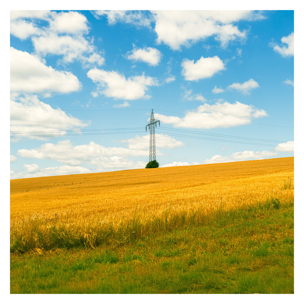 Strommast im Feld | Buchen Sie ein Fotoshooting in Würzburg oder Umgebung bequem online in meinen Webshop.