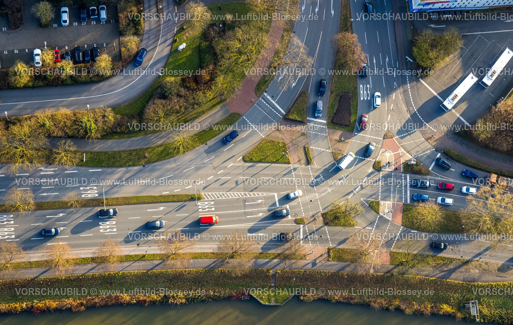 Hamm241200802 | Luftbild, Straßenverkehr Straßenkreuzung Hafenstraße und Westring Bundesstraße B63, Mitte, Hamm, Ruhrgebiet, Nordrhein-Westfalen, Deutschland