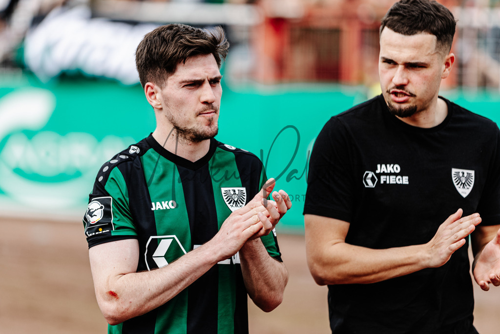 3. Liga, Saison 2023/24, 32. Spieltag: SC Preußen Münster - Jahn Regensburg | Münster, 06.04.2024: 3. Liga, 32. Spieltag, SC Preußen Münster gegen Jahn Regensburg im LVM-Preußenstadion in Münster. Foto: sportfotografie.ms | Markus Paletta - Realisiert mit Pictrs.com