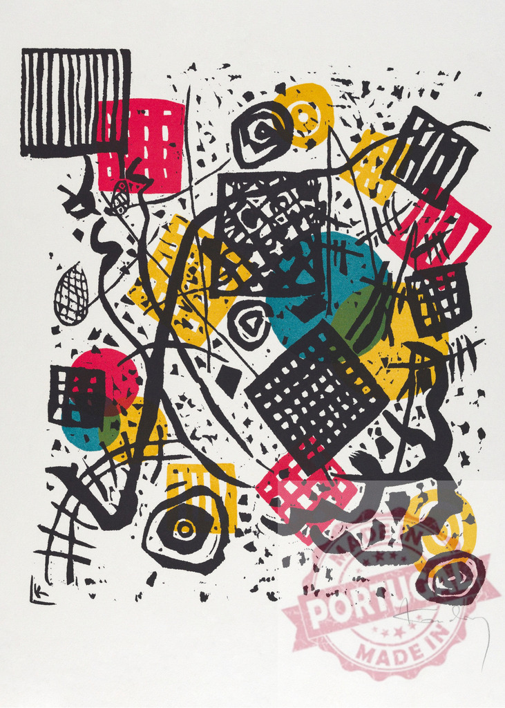 Abstract composition with colorful squares and circles creating dynamic movement | Dynamic abstract composition with colorful squares, circles, and lines creating a sense of movement and energy - Realisiert mit Pictrs.com