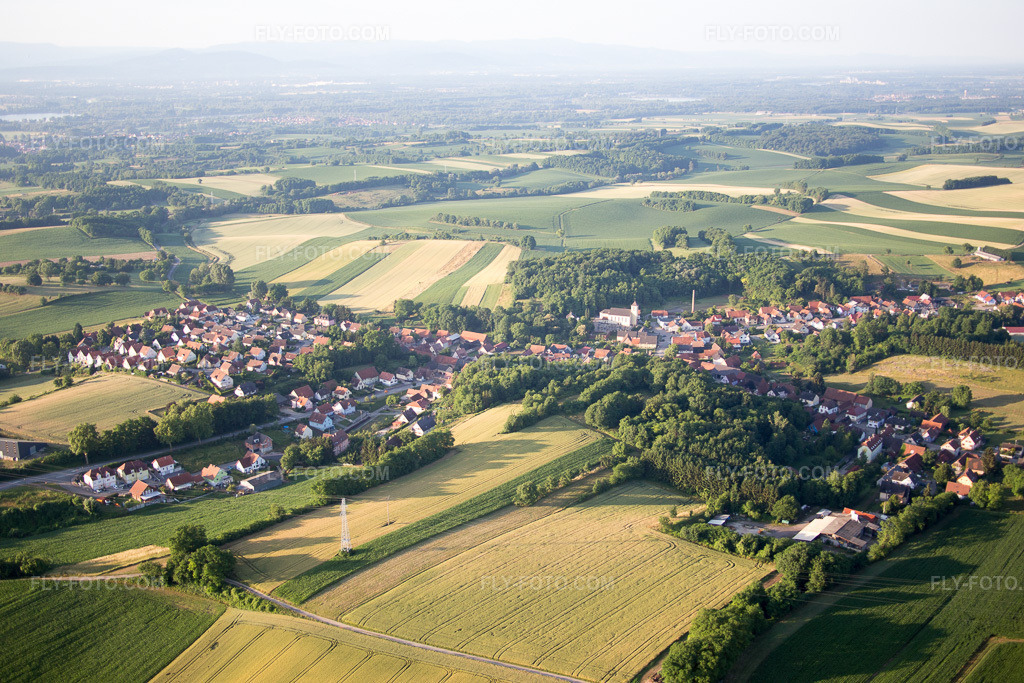 Aerial view: View of the town in Neewiller-près-Lauterbourg in the state Bas-Rhin, France.Photo: IMG_082905.jpg taken on 06/26/2015 by Werner Riehm/FLY-FOTO.comResolution of the original: 5472 x 3648 px