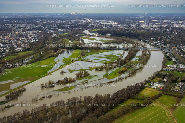 Muelheim231202974Ruhr | Luftbild, Ruhrhochwasser, Weihnachtshochwasser 2023, starke Regenfälle,  Menden und Ickten, Mülheim an der Ruhr, Ruhrgebiet, Nordrhein-Westfalen, Deutschland