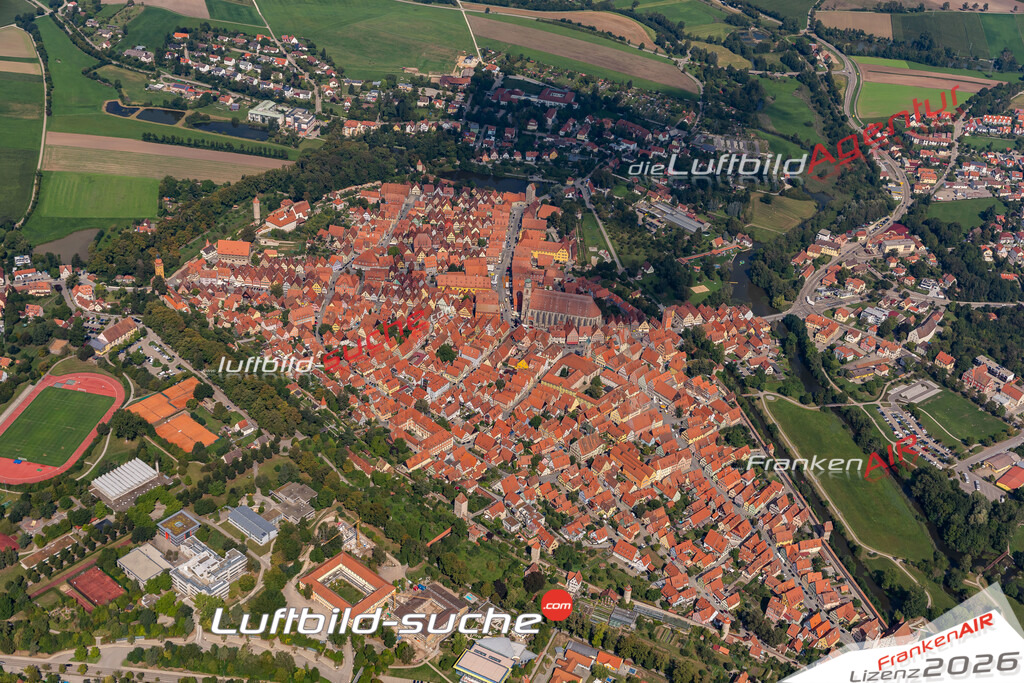 aktuelles Luftbild von  Dinkelsbuehl - Luftaufnahme wurde 2019 von https://frankenair.de mittels Flugzeug (keine Drohne) erstellt.