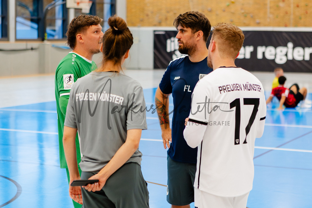 Futsal-Bundesliga, Saison 2025/2026, 2. Spieltag: SC Preußen Münster - FC Liria Futsal Berlin | Futsal-Bundesliga, Saison 2025/2026, 2. Spieltag, SC Preußen Münster empfängt FC Liria Berlin in der Universitäts-Sporthalle in Münster. Foto: sportfotografie.ms | Markus Paletta - Realisiert mit Pictrs.com