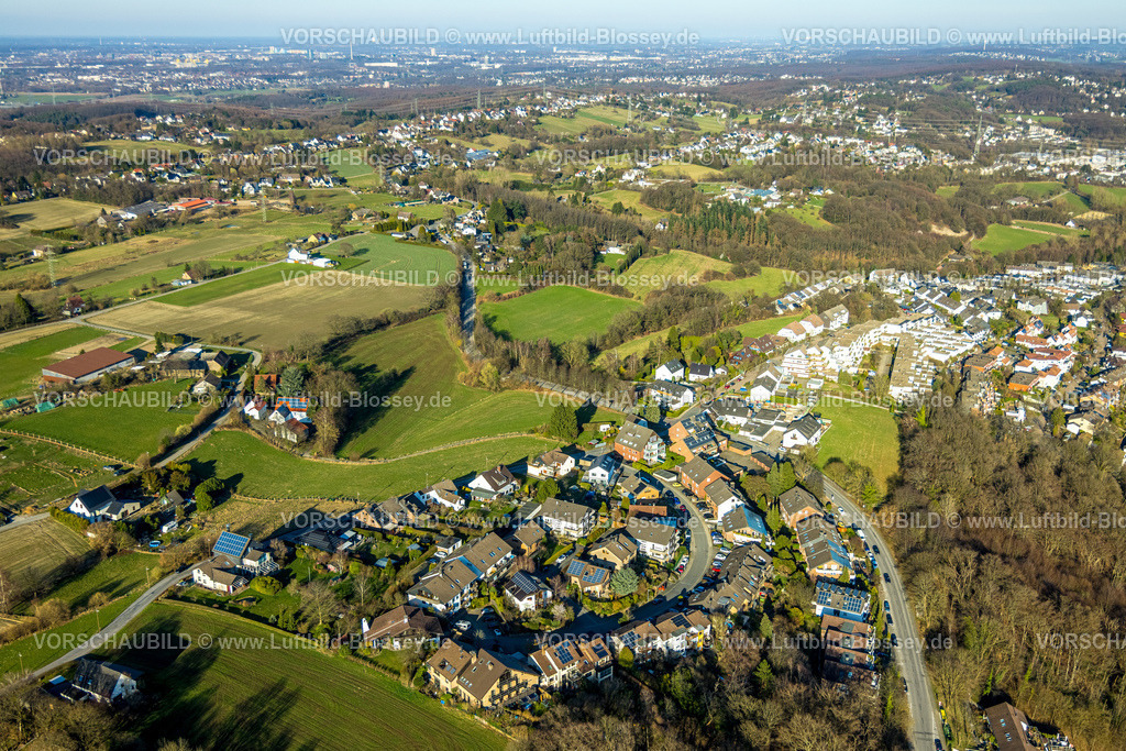 Herdecke260304186 | Luftbild, Wohngebiet Egge, Wiesen und Felder mit Fernsicht, Westende, Herdecke, Ruhrgebiet, Nordrhein-Westfalen, Deutschland