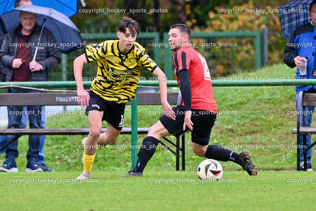 FC Faakersee vs. FC-WR Nussdorf Debant | #12 Moritz Nico Prugger FC Faakersee, #2 Philipp Straganz FCWR Nussdorf Debant, FC Faakersee vs. FC-WR Nussdorf Debant, FC Faakersee vs. FC-WR Nussdorf Debant am 28.09.2024 in Finkenstein (Sportplatz Faakersee), Austria, (Photo by Bernd Stefan)