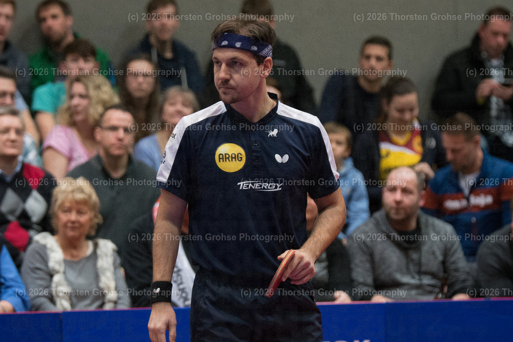 TTBL TTC Fulda-Maberzell vs. Borussia Duesseldorf | Timo BOLL (Borussia Duesseldorfl); TTBL TTC Fulda-Maberzell vs. Borussia Duesseldorf, Tischtennis-Bundesliga - 12. Spieltag am 21.01.2018 in der Hubtex Arena in Fulda, (Deutschland) - Realisiert mit Pictrs.com