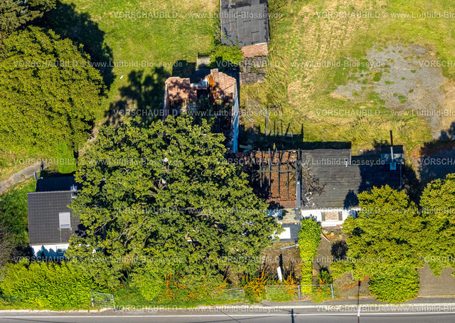 Sprockhoevel240811166 | Luftbild, bei Brand zerstörter Landgasthof Im Holland an der Schevener Straße, Halloh, Sprockhövel, Ruhrgebiet, Nordrhein-Westfalen, Deutschland