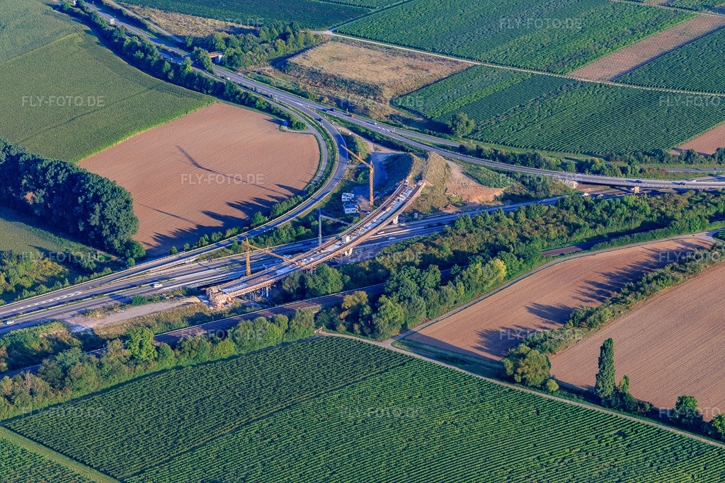 Luftbild: Baustelle für Autobahnausfahrt A65 Bornheim, Landau-Dammheim(B272) im Ortsteil Dammheim in Landau im Bundesland Rheinland-Pfalz in Deutschland. Foto: IMG_103210.jpg vom 03.09.2017 durch Werner Riehm/FLY-FOTO.de
