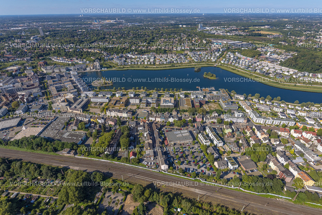 Dortmund240804306 | Luftbild, Phoenix See Gesamtansicht, Wohngebiet mit Einfamilienhäusern rund um den See, Ortsansicht Hörde, Dortmund, Ruhrgebiet, Nordrhein-Westfalen, Deutschland