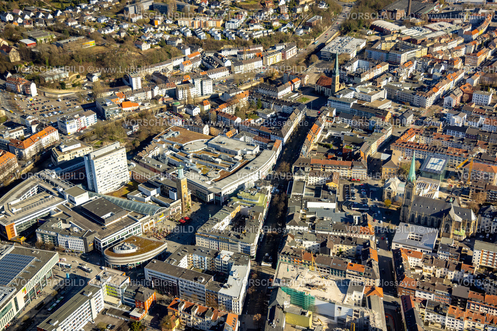 Hagen250302385 | Luftbild, City Innenstadt mit Rathaus Galerie, Fußgängerzone Rathauspassage, Mittelstadt, Hagen, Ruhrgebiet, Nordrhein-Westfalen, Deutschland