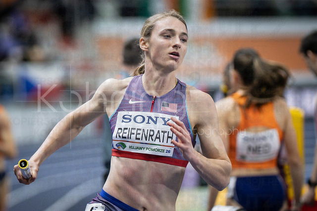 World Athletics Indoor Championships Kujawy Pomorze 26, 21.03.2026 | TORUN, POLAND - MARCH 21:  Sara REIFENRATH (USA) during the 4x400m mixed relay of the World Athletics Indoor Championships Kujawy Pomorze 26 on day 2 / session 1 at Kujawsko-Pomorska Arena Torun on March 21, 2026 in Torun, Poland. 