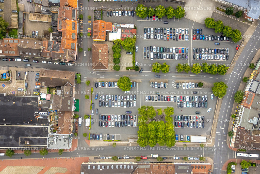 Hamm220604196 | Luftbild, Parkplatz Santa-Monica-Platz mit PKWs, Mitte, Hamm, Ruhrgebiet, Nordrhein-Westfalen, Deutschland