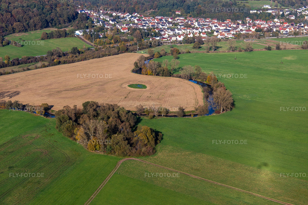 Luftbild: Auen an der Blies im Ortsteil Bierbach in Blieskastel im Bundesland Saarland in Deutschland. Foto: IMG_143974.jpg vom 27.10.2024 durch Werner Riehm/FLY-FOTO.de