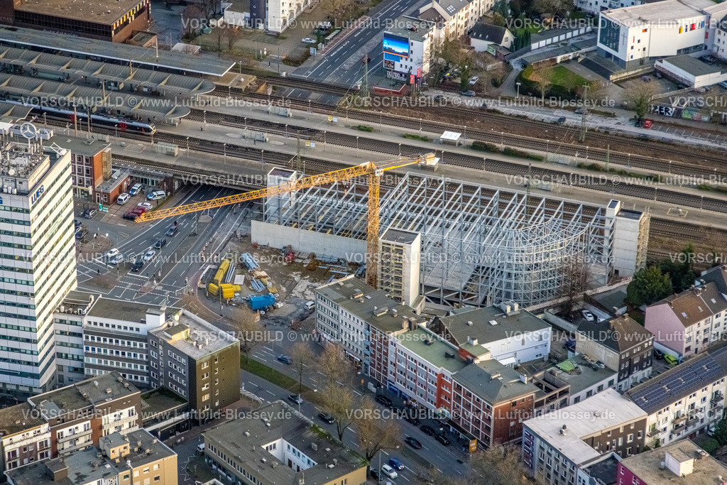 Bochum230102059 | Luftbild, Baustelle und  Neubau Parkhaus P7, am Hauptbahnhof, Gleisdreieck, Bochum, Ruhrgebiet, Nordrhein-Westfalen, Deutschland