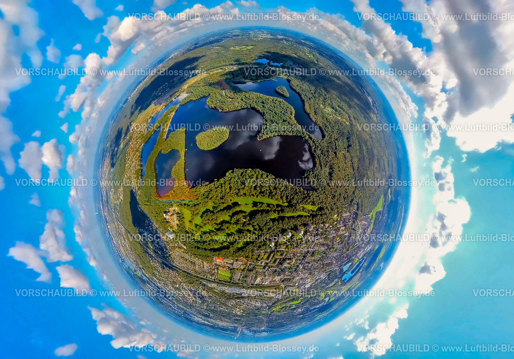 Duisburg241090032Wedau | Luftbild, Sechs-Seen-Platte Wedau, Wald und Naherholungsgebiet, Erdkugel, Fisheye Aufnahme, Fischaugen Aufnahme, 360 Grad Aufnahme, tiny world, little planet, fisheye Bild, Wedau, Duisburg, Ruhrgebiet, Nordrhein-Westfalen, Deutschland